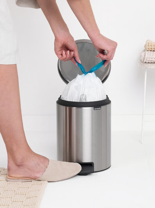 Brabantia NewIcon Pedal Bin 3L Matt Steel with Removable Plastic Inner Bucket, Soft-Close Lid