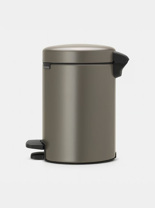 Brabantia NewIcon Pedal Bin 3L Platinum with Removable Plastic Inner Bucket, Soft-Close Lid