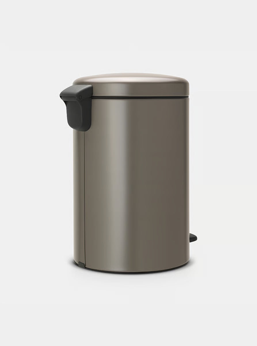 Brabantia NewIcon Pedal Bin 20L Platinum with Removable Plastic Inner Bucket, Soft-Close Lid
