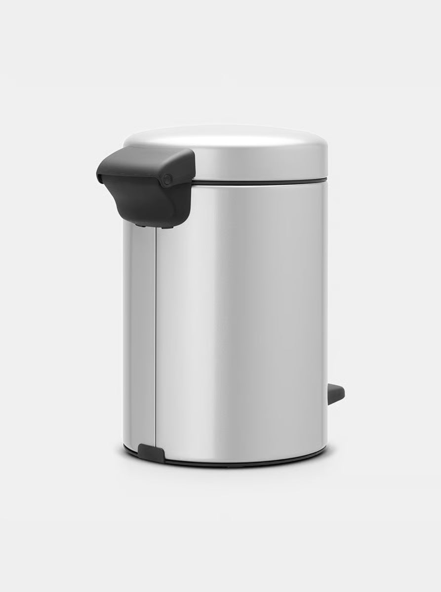 Brabantia NewIcon Pedal Bin 3L Metallic Grey with Removable Plastic Inner Bucket, Soft-Close Lid