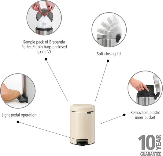 Small Soft-Close Pedal Bin 3L – Odour-Resistant Bathroom Waste