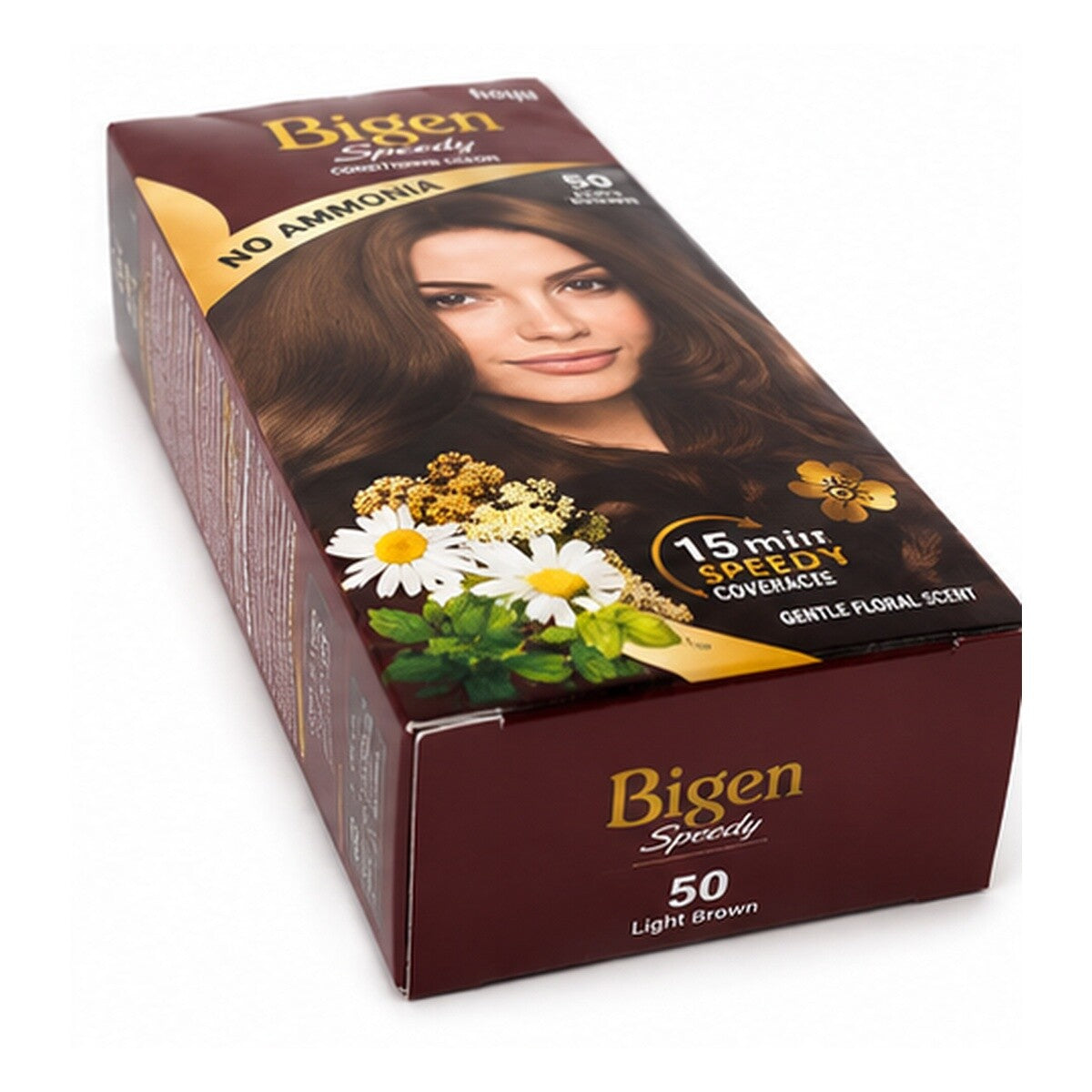 Bigen Speedy Conditioning Hair Color Light Brown No-50, No Ammonia, Gentle Floral Scent, Fast Grey Coverage