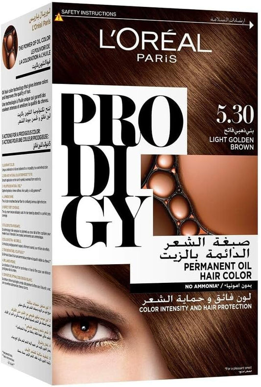 L’Oréal Paris Prodigy Ammonia-Free Permanent Oil Hair Colour 5.3 Light Golden Brown