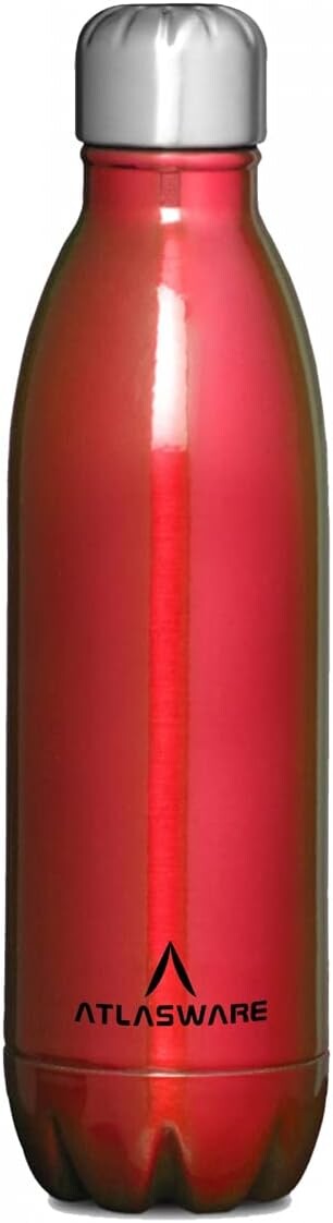 Atlasware Premium Unbreakable Stainless Steel Vacuum Flask Thermos, Double-Wall Insulated, Red, 500 ml