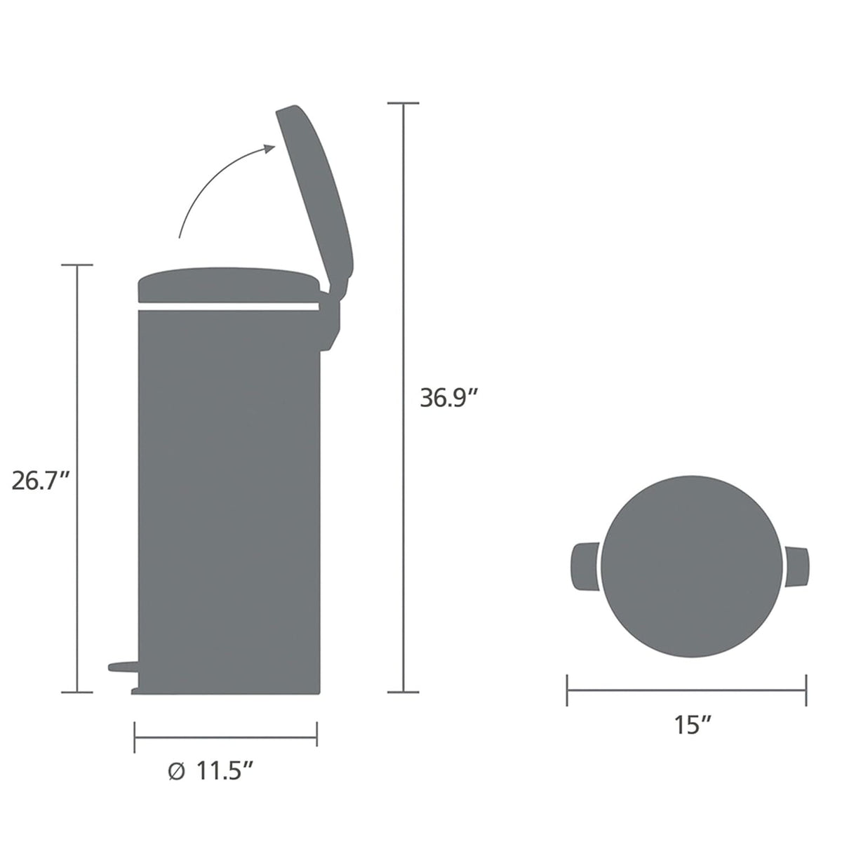 Brabantia NewIcon Soft-Close Pedal Bin with Removable Inner Bucket and PerfectFit Code G Liner, 30L, Soft Grey