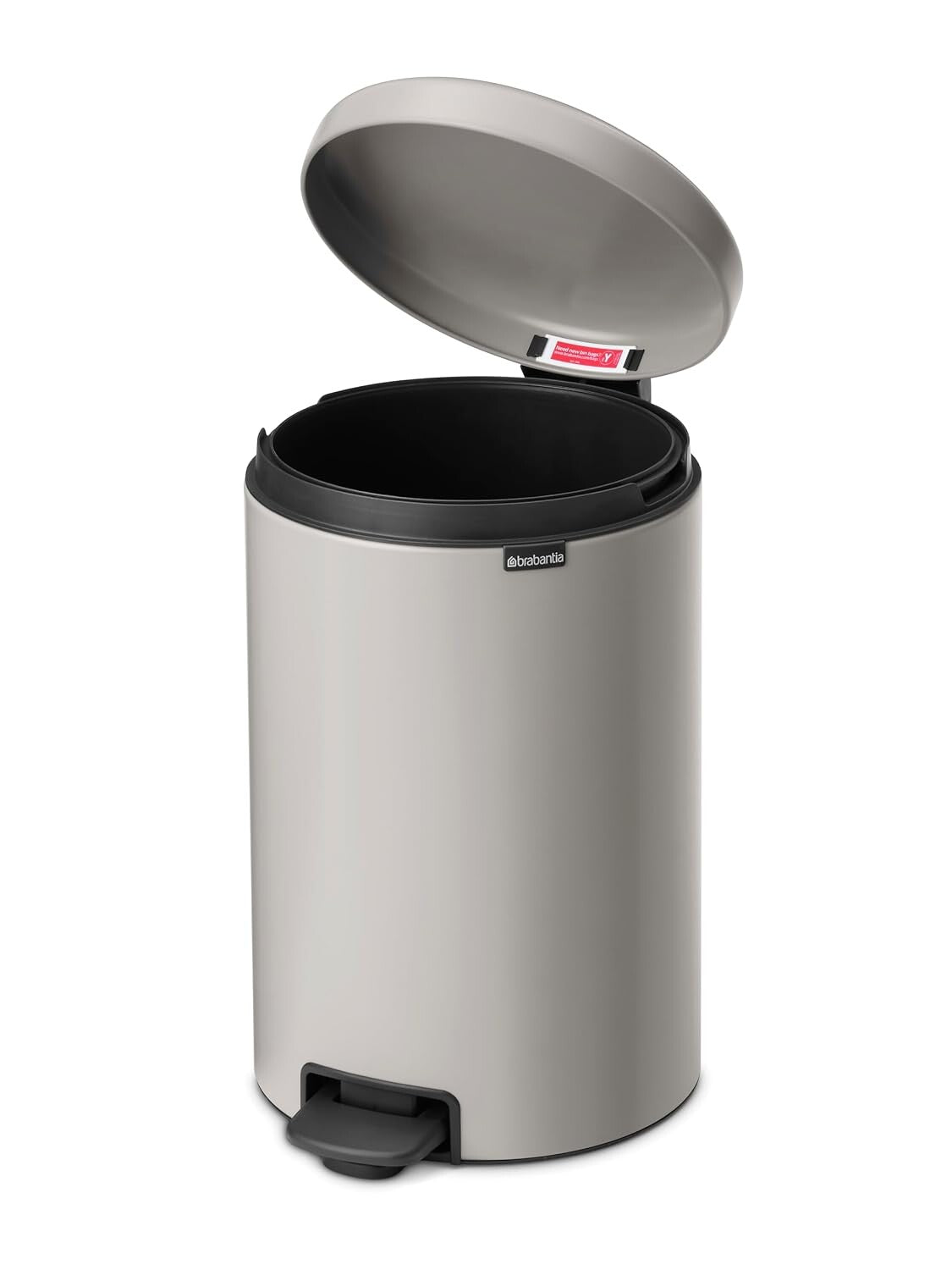 Brabantia NewIcon Pedal Bin 20L, Soft Grey, Soft-Close Lid, Removable Inner Bucket, PerfectFit Code Y Bags Included, 29 × 38 × 46.7 cm