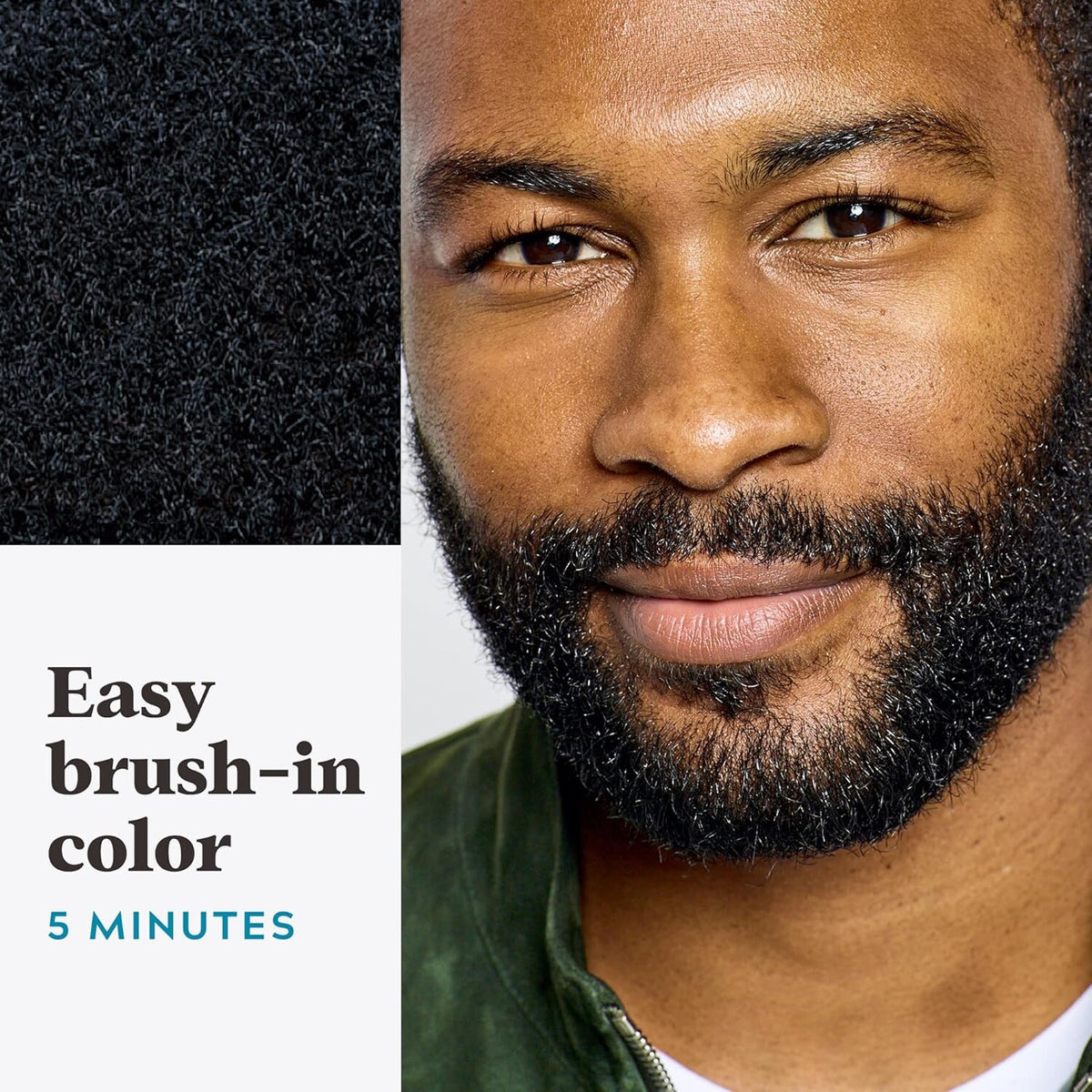 Just For Men Mustache & Beard Dye M-60 Jet Black with Application Brush, Biotin, Aloe and Coconut Oil, Pack of 1