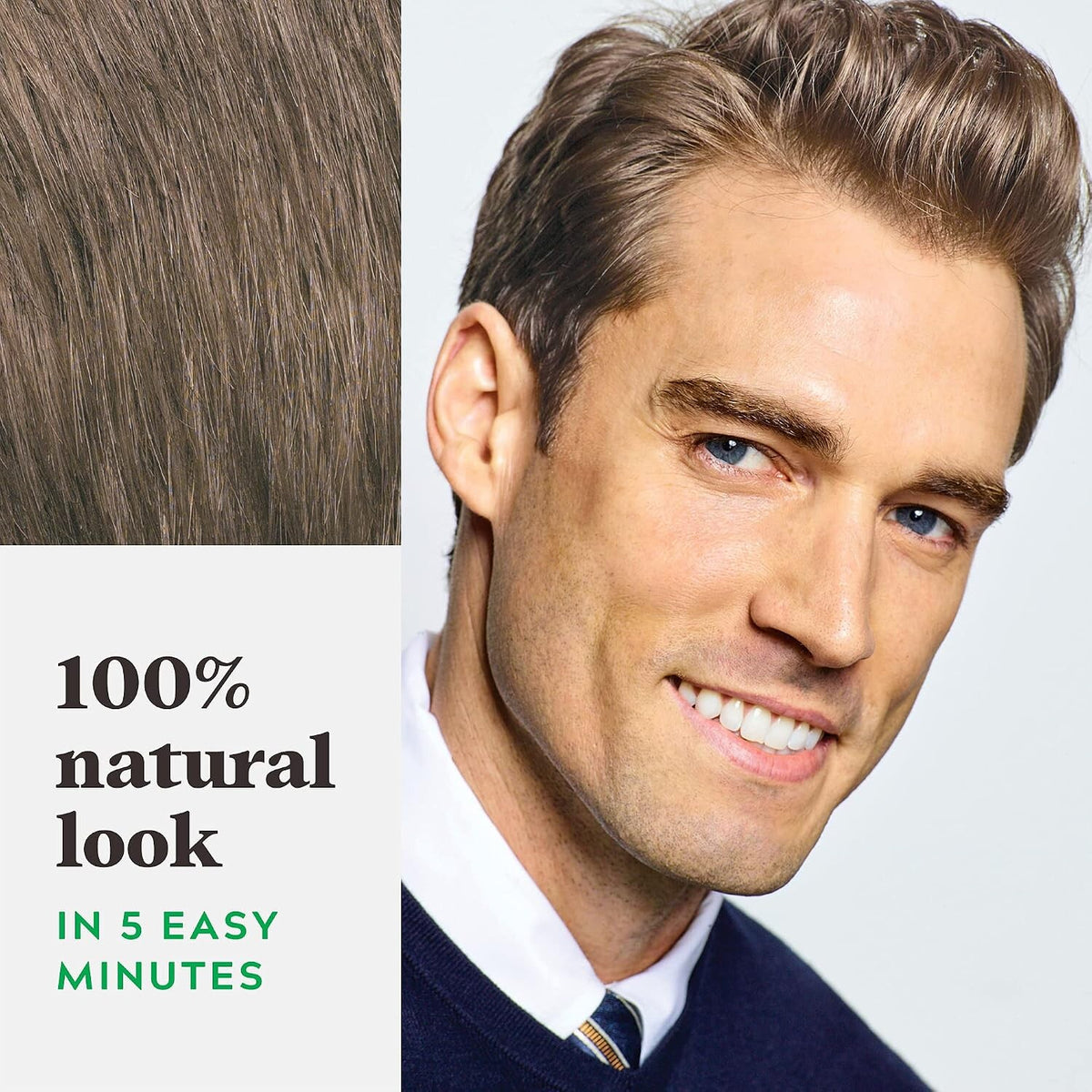 Just For Men Shampoo-In Hair Colour H-20 Ash Brown with Keratin and Vitamin E, Men’s Grey Hair Dye, Pack of 1