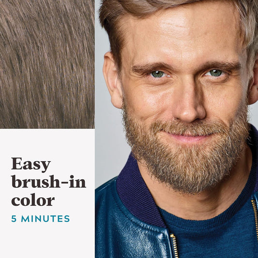Just For Men Mustache & Beard, Beard Dye for Men with Brush Included for Easy Application, With Biotin Aloe and Coconut Oil for Healthy Facial Hair - Light Brown, M-25, Pack of 1