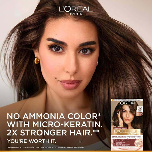 L’Oréal Paris Excellence Crème Universal Nudes Ammonia-Free Permanent Hair Colour, 4U Brown - Image 2