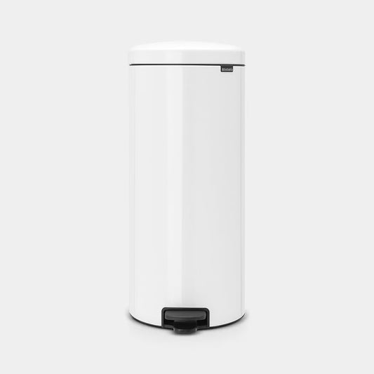 Brabantia NewIcon Pedal Bin 30L White with Removable Plastic Inner Bucket, Soft-Close Lid