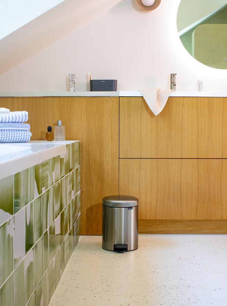 Brabantia NewIcon Pedal Bin 3L Matt Steel with Removable Plastic Inner Bucket, Soft-Close Lid