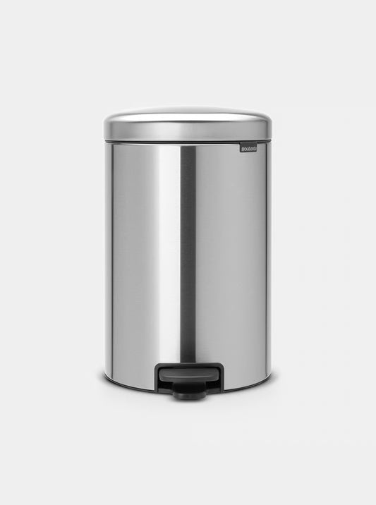Brabantia NewIcon Pedal Bin 20L Matt Steel with Plastic Inner Bucket, Soft-Close Lid