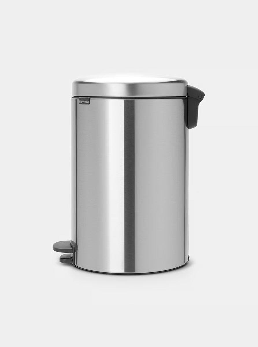 Brabantia NewIcon Pedal Bin 20L Matt Steel with Plastic Inner Bucket, Soft-Close Lid