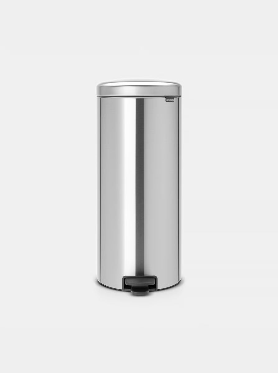 Brabantia NewIcon Pedal Bin 30L Matt Steel with Removable Plastic Inner Bucket, Soft-Close Lid