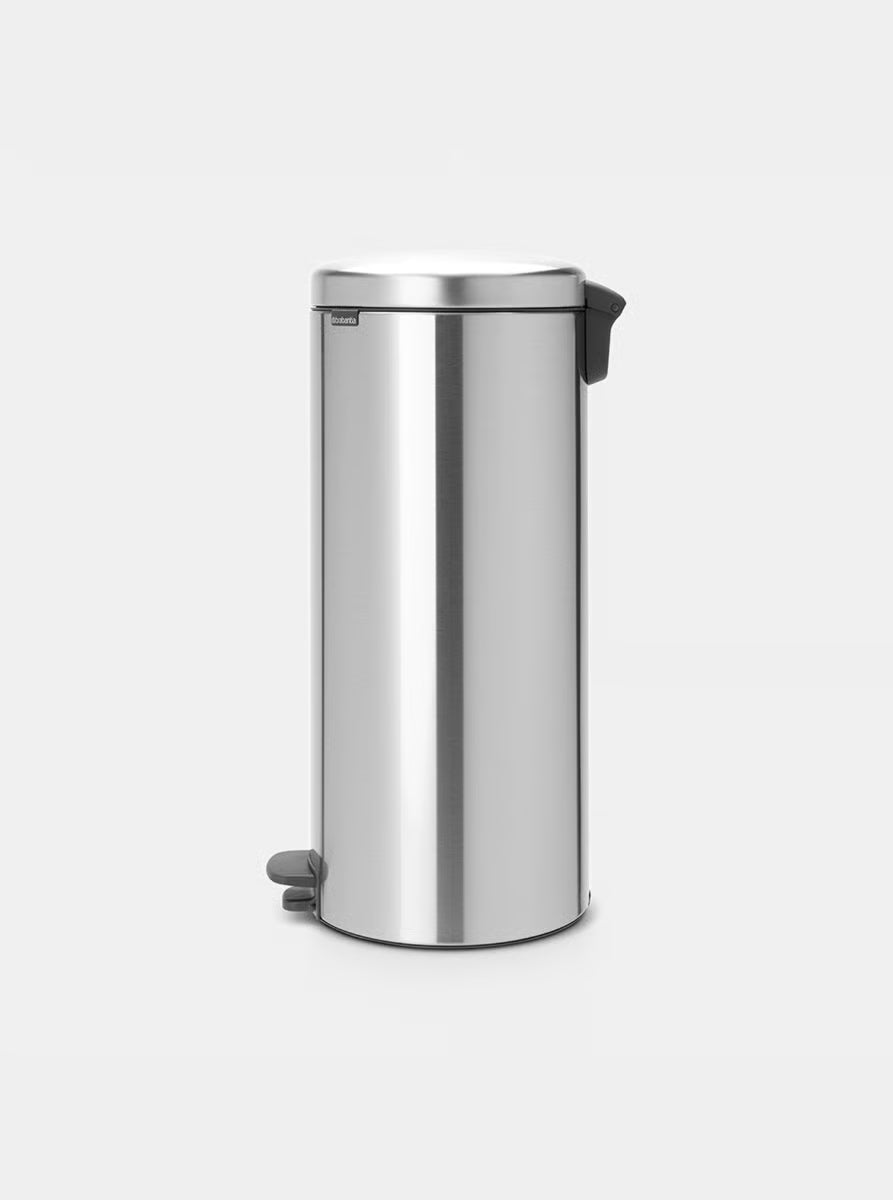 Brabantia NewIcon Pedal Bin 30L Matt Steel with Removable Plastic Inner Bucket, Soft-Close Lid