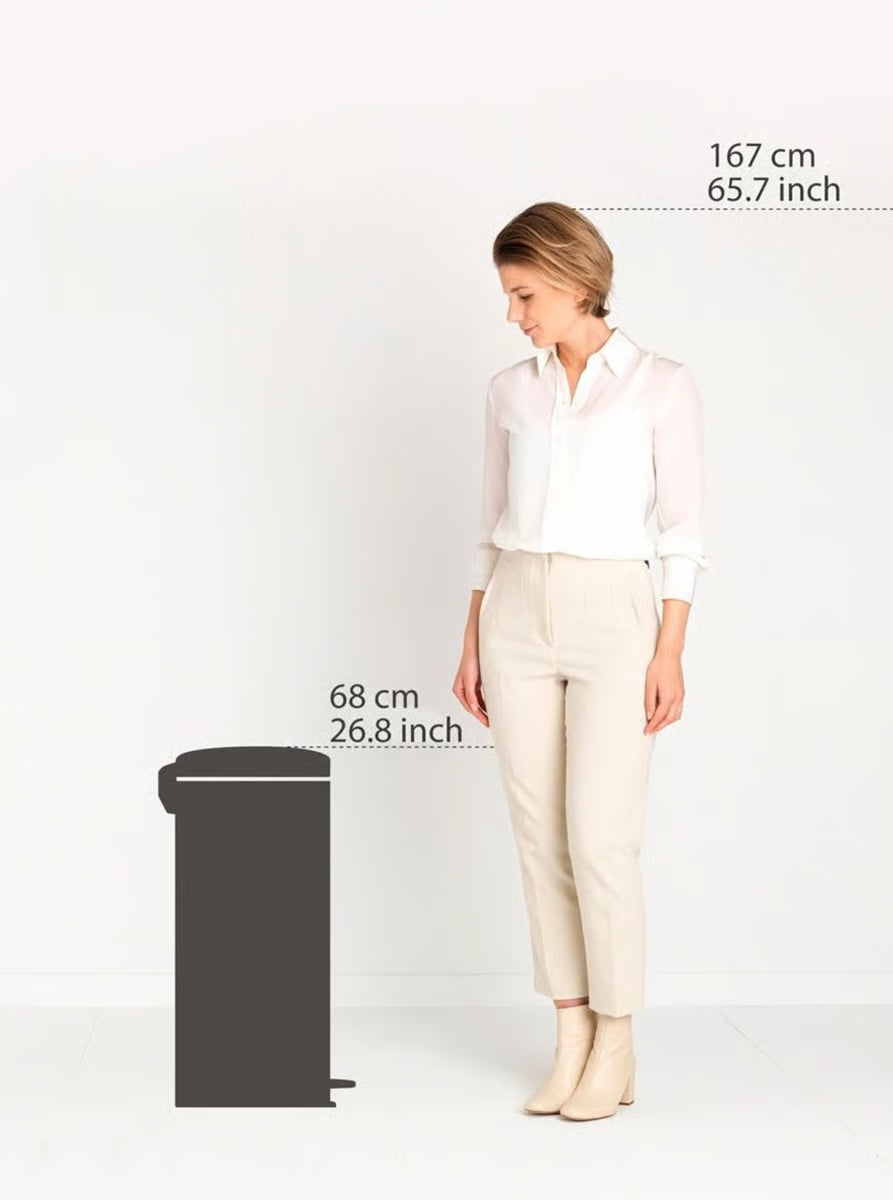 Brabantia NewIcon Pedal Bin 30L Matt Steel with Removable Plastic Inner Bucket, Soft-Close Lid