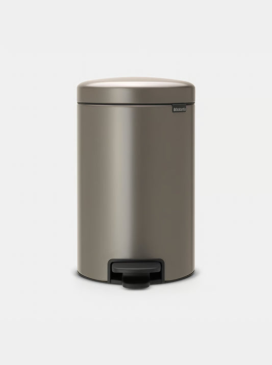 Brabantia NewIcon Pedal Bin 12L Platinum with Removable Plastic Inner Bucket, Soft-Close Lid