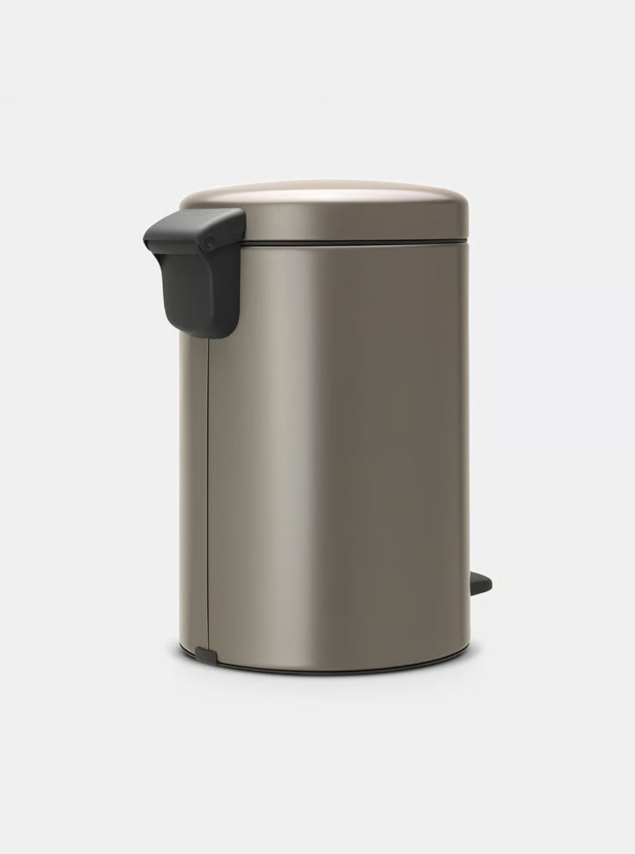 Brabantia NewIcon Pedal Bin 12L Platinum with Removable Plastic Inner Bucket, Soft-Close Lid