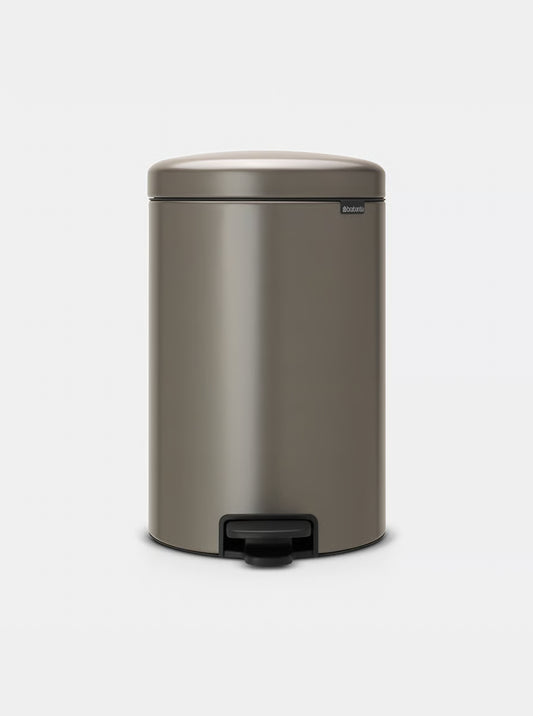 Brabantia NewIcon Pedal Bin 20L Platinum with Removable Plastic Inner Bucket, Soft-Close Lid