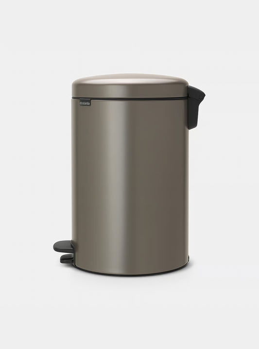 Brabantia NewIcon Pedal Bin 20L Platinum with Removable Plastic Inner Bucket, Soft-Close Lid