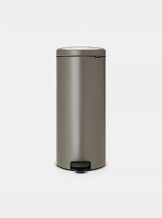 Brabantia NewIcon Pedal Bin 30L Platinum with Removable Plastic Inner Bucket, Soft-Close Lid