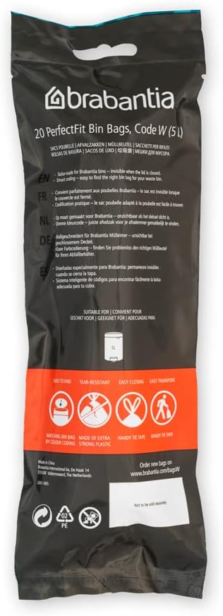 Perfect Fit Trash Bin Liners 5L – Drawstring, 200 Bags