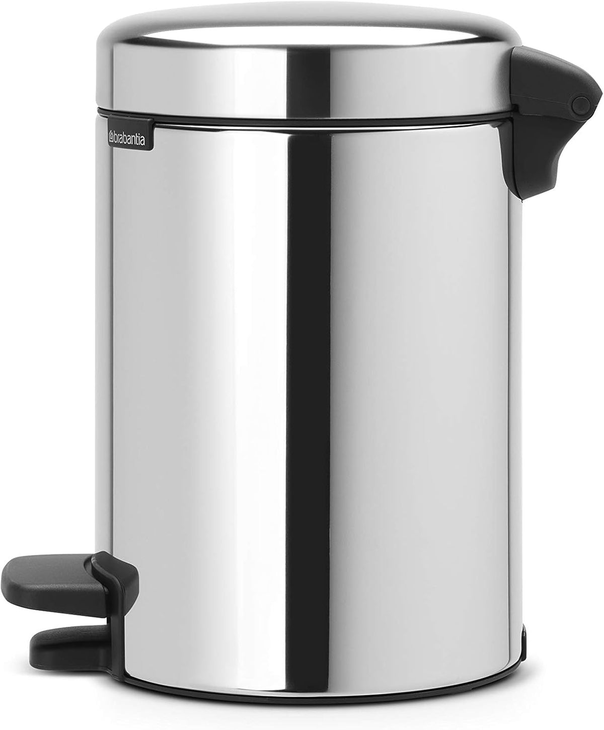 Brabantia NewIcon Pedal Bin 3L Brilliant Steel with Removable Plastic Inner Bucket, Soft-Close Lid