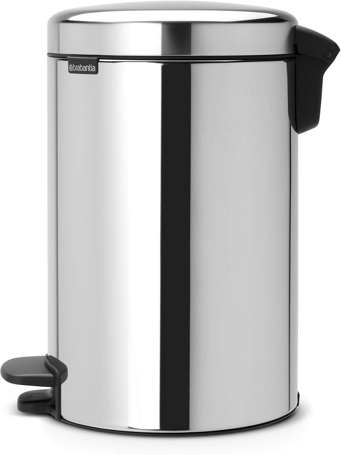 Brabantia NewIcon Pedal Bin 12L Brilliant Steel with Removable Plastic Inner Bucket, Soft-Close Lid