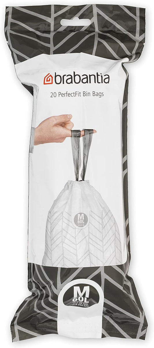 PerfectFit Trash Bin Liners With Tie Tape For 60L Bins