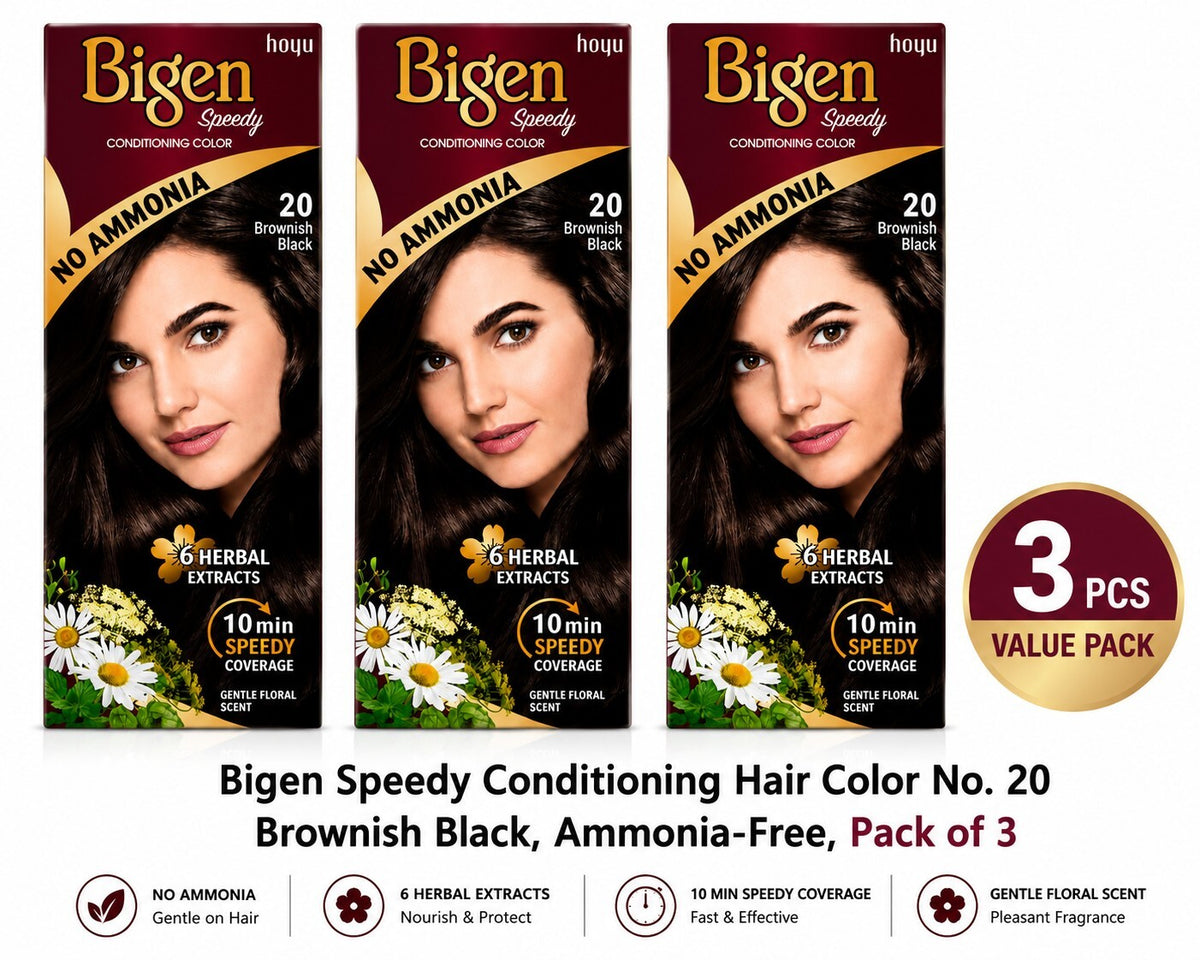 Bigen Speedy Conditioning Hair Color No. 10 Natural Black, Ammonia-Free, Pack of 3