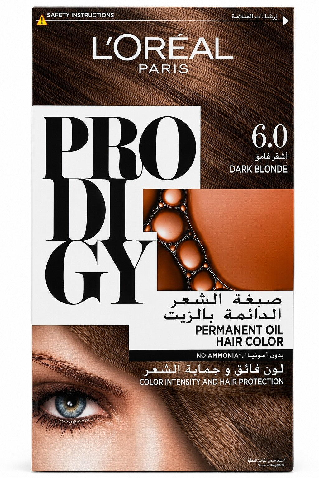 L’Oréal Paris Prodigy Permanent Oil Hair Color 6.0 Dark Blonde, Ammonia-Free, Grey Coverage