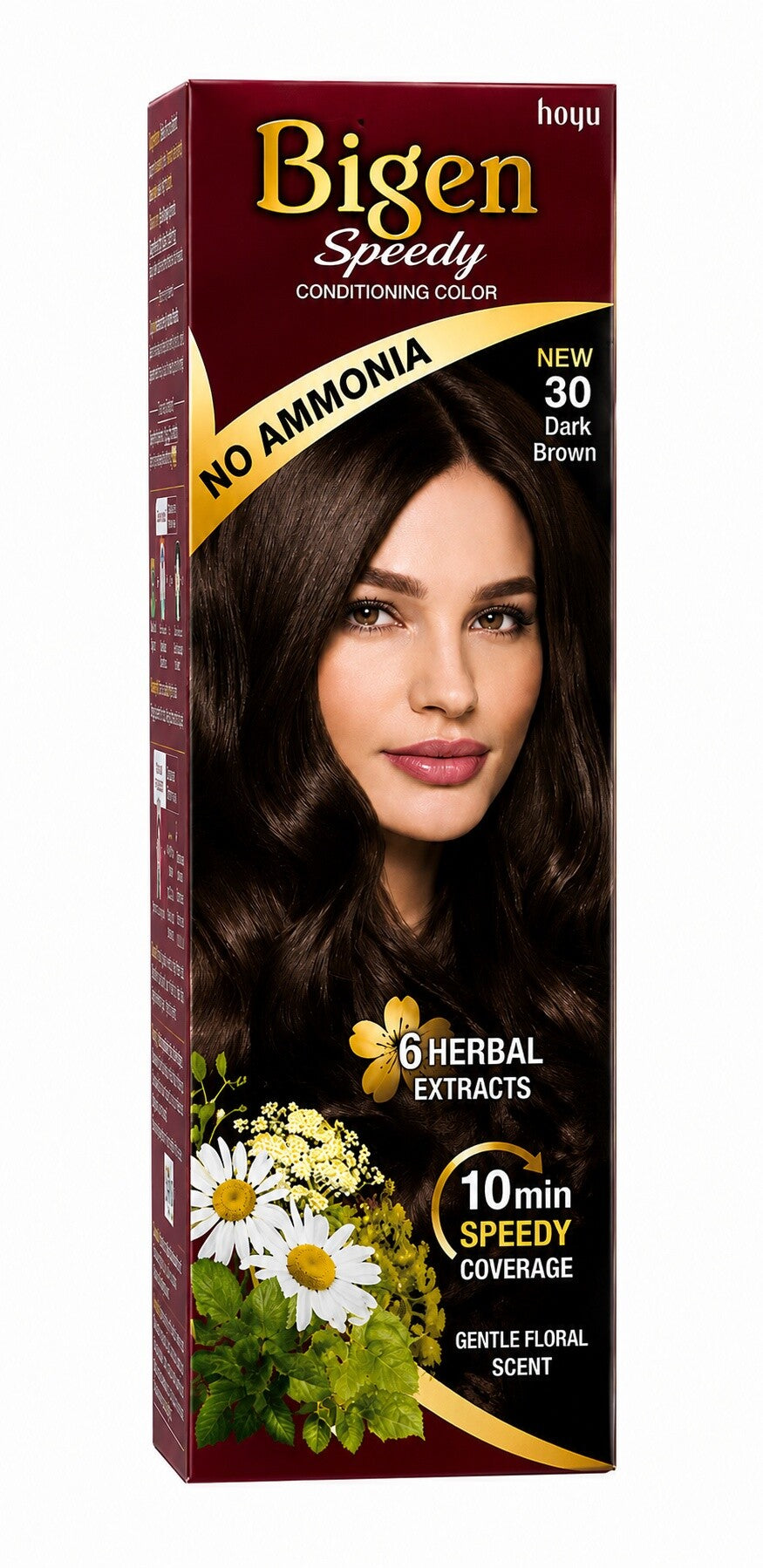 Bigen Speedy Conditioning Hair Color Dark Brown No. 30, No Ammonia, Gentle Floral Scent, Fast Grey Coverage