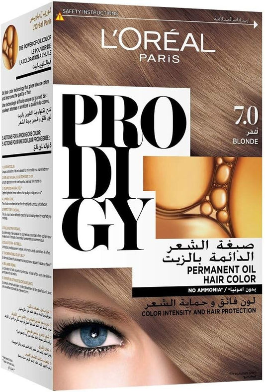 L’Oréal Paris Prodigy Permanent Oil Hair Color 7.0 Blonde, Ammonia-Free, Grey Coverage