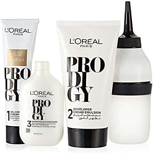 L’Oréal Paris Prodigy Permanent Oil Hair Color 6.32 Dark Golden Blonde, Ammonia-Free, Grey Coverage