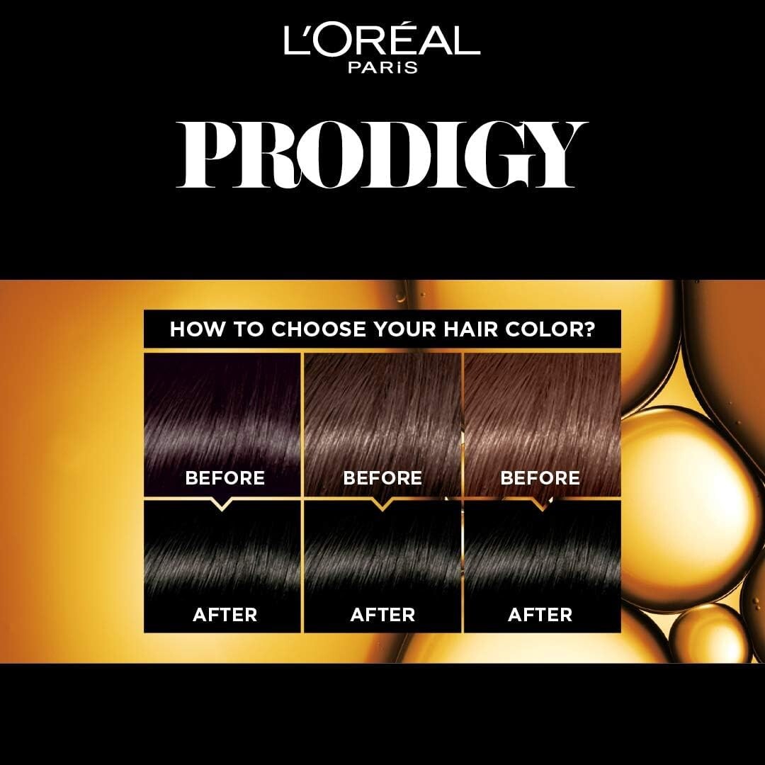 L’Oréal Paris Prodigy Permanent Oil Hair Color 1.0 Deep Black, Ammonia-Free, Grey Coverage