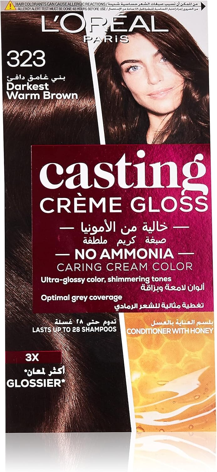 L'Oréal Paris Prodigy Permanent Hair Color Cream 323 Dark Chocolate, Ammonia-Free