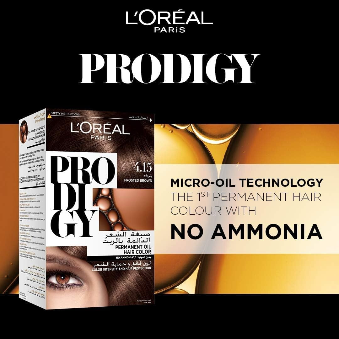 L'Oreal Paris Prodigy Ammonia-Free Permanent Oil Hair Colour 4.15 Frosted Brown