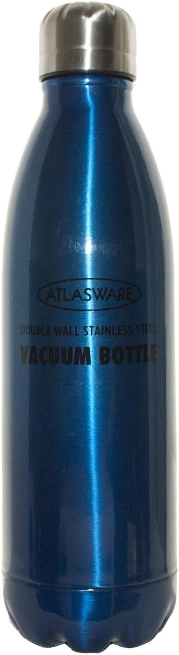 Atlasware Premium Unbreakable Stainless Steel Vacuum Flask Thermos, Double-Wall Insulated, Blue, 500 ml