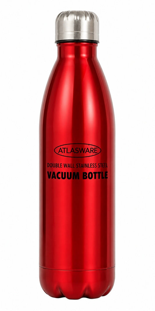 Atlasware Premium Unbreakable Stainless Steel Vacuum Flask Thermos, Double-Wall Insulated, Red, 500 ml