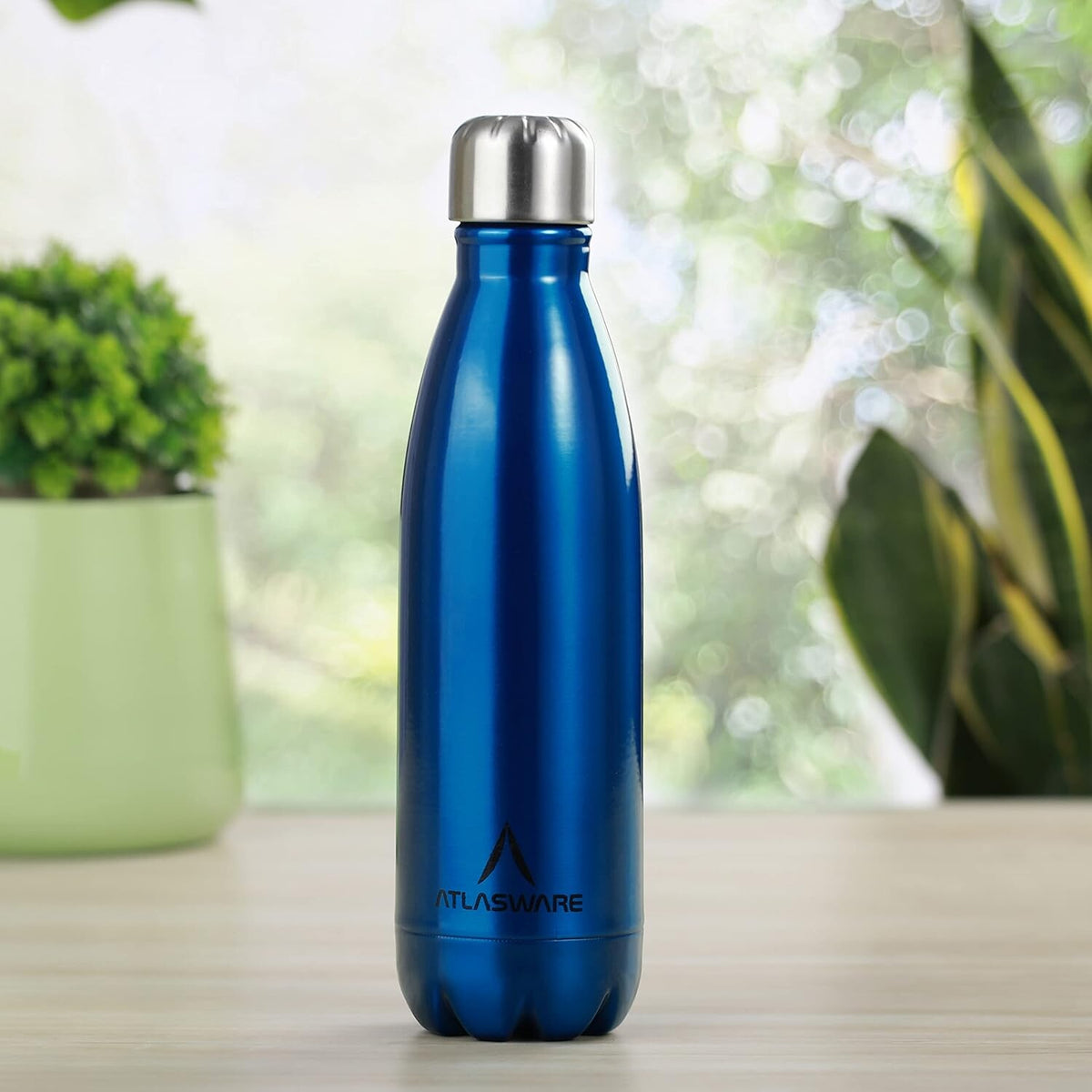 Atlasware Premium Unbreakable Stainless Steel Vacuum Flask Thermos, Double-Wall Insulated, Blue, 500 ml