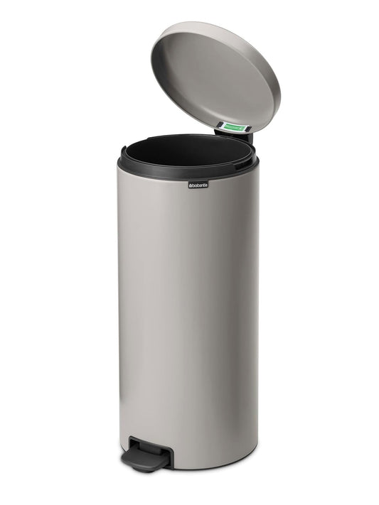 Brabantia NewIcon Soft-Close Pedal Bin with Removable Inner Bucket and PerfectFit Code G Liner, 30L, Soft Grey