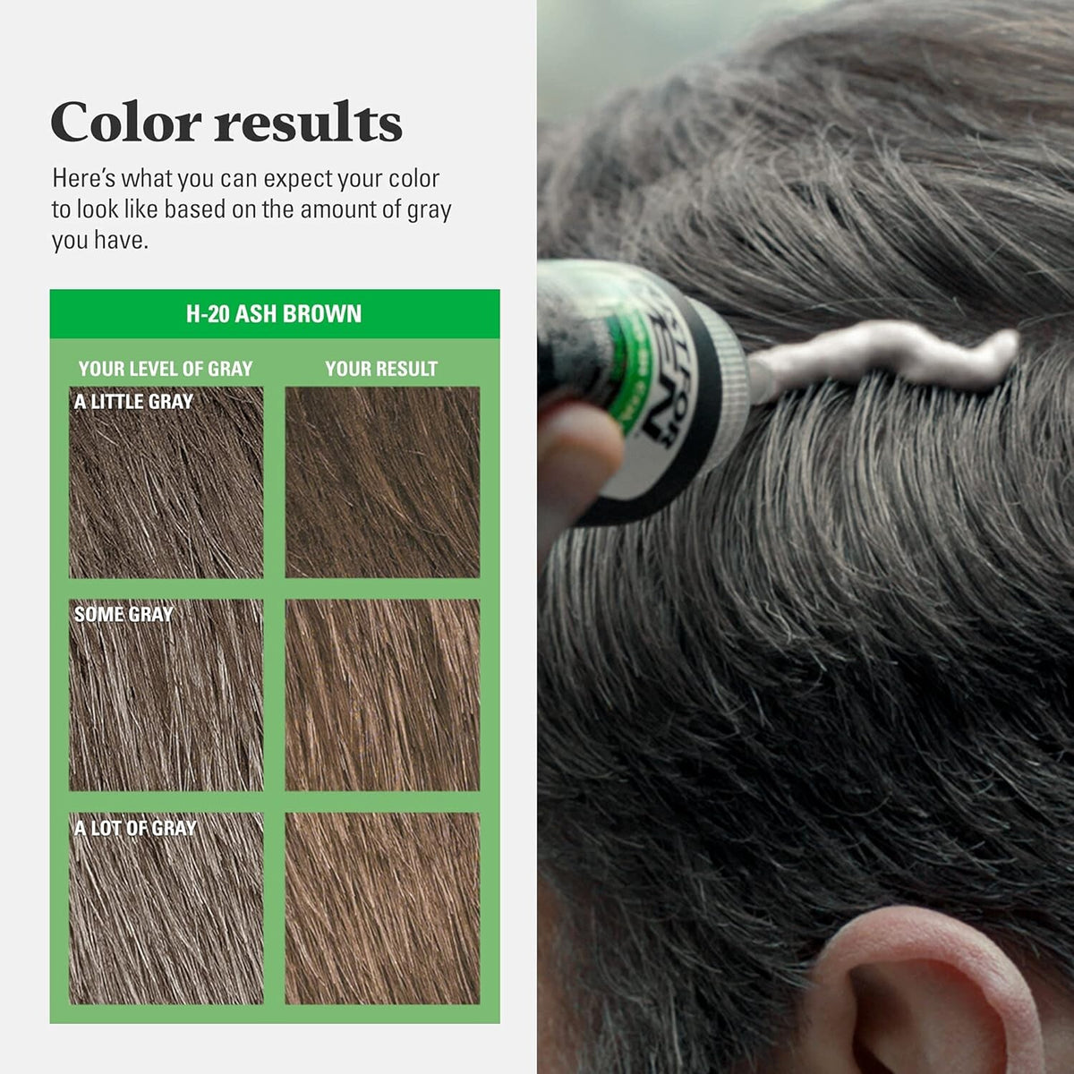 Just For Men Shampoo-In Hair Colour H-20 Ash Brown with Keratin and Vitamin E, Men’s Grey Hair Dye, Pack of 1