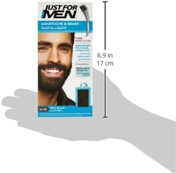 Just For Men Moustache & Beard Dye M55 Real Black, Men’s Facial Hair Colour for Grey Coverage, Pack of 2