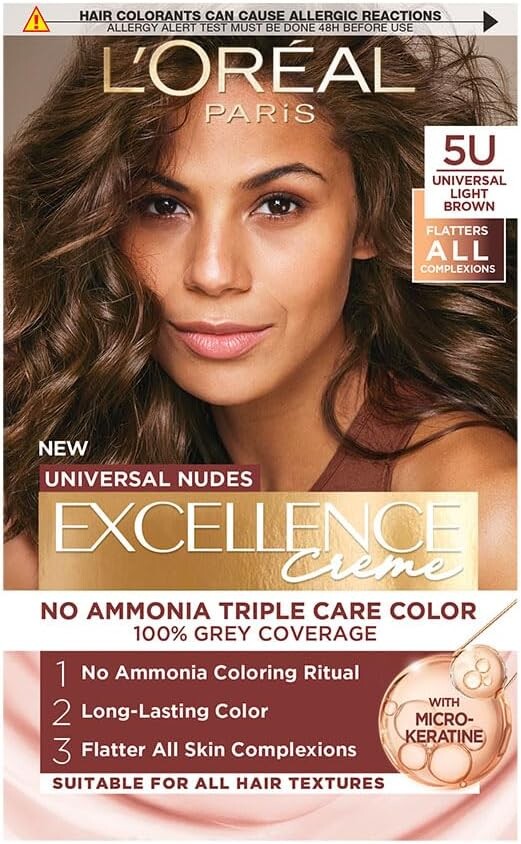 L’Oréal Paris Excellence Crème Universal Nudes Ammonia-Free Permanent Hair Colour, 5U Light Brown