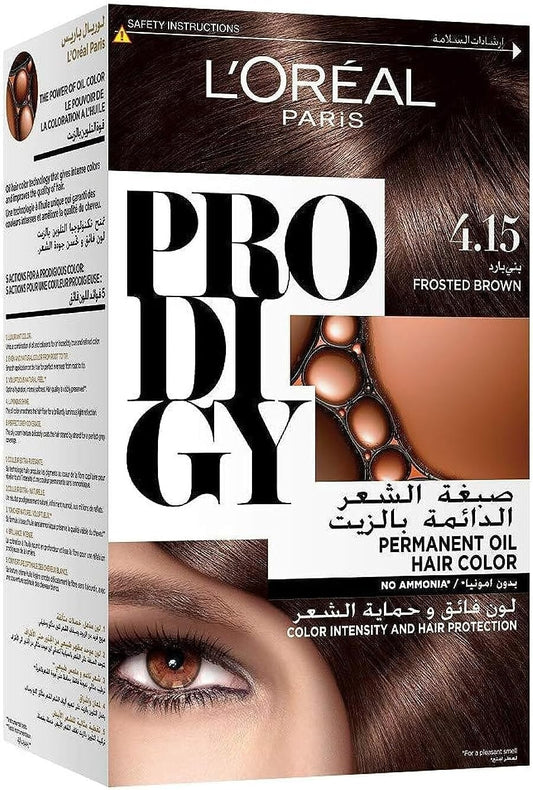 L’Oréal Paris Prodigy Permanent Hair Colour, 4.15 Frosted Brown, Pack of 1