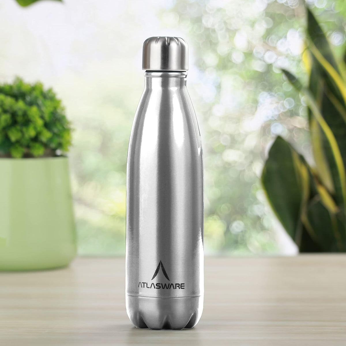 Atlasware Stainless Steel Hot & Cold Vacuum Bottle, Double-Wall Insulated and Leak-Resistant, Silver, 750 ml